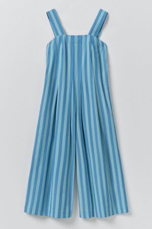Oyo Stripe Cotton Jumpsuit | Aqua/Cornflower