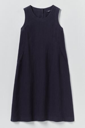 Garment Dyed Linen Shift Dress | Blueberry