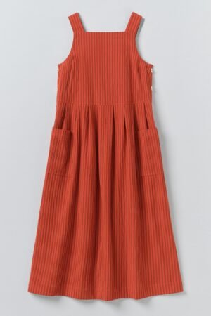 Tablier Stripe Cotton Pinafore Dress | Tomato