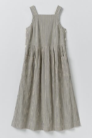 Tablier Stripe Cotton Pinafore Dress | Workshop Blue