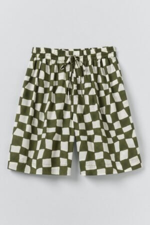 Block Print Warp Check Shorts | Olive