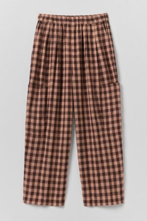 Gingham Linen Cotton Patch Pocket Trousers | Rosewood