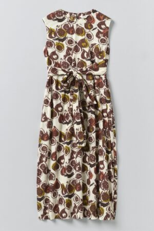 Fig Print Cotton Poplin Dress | Chalk