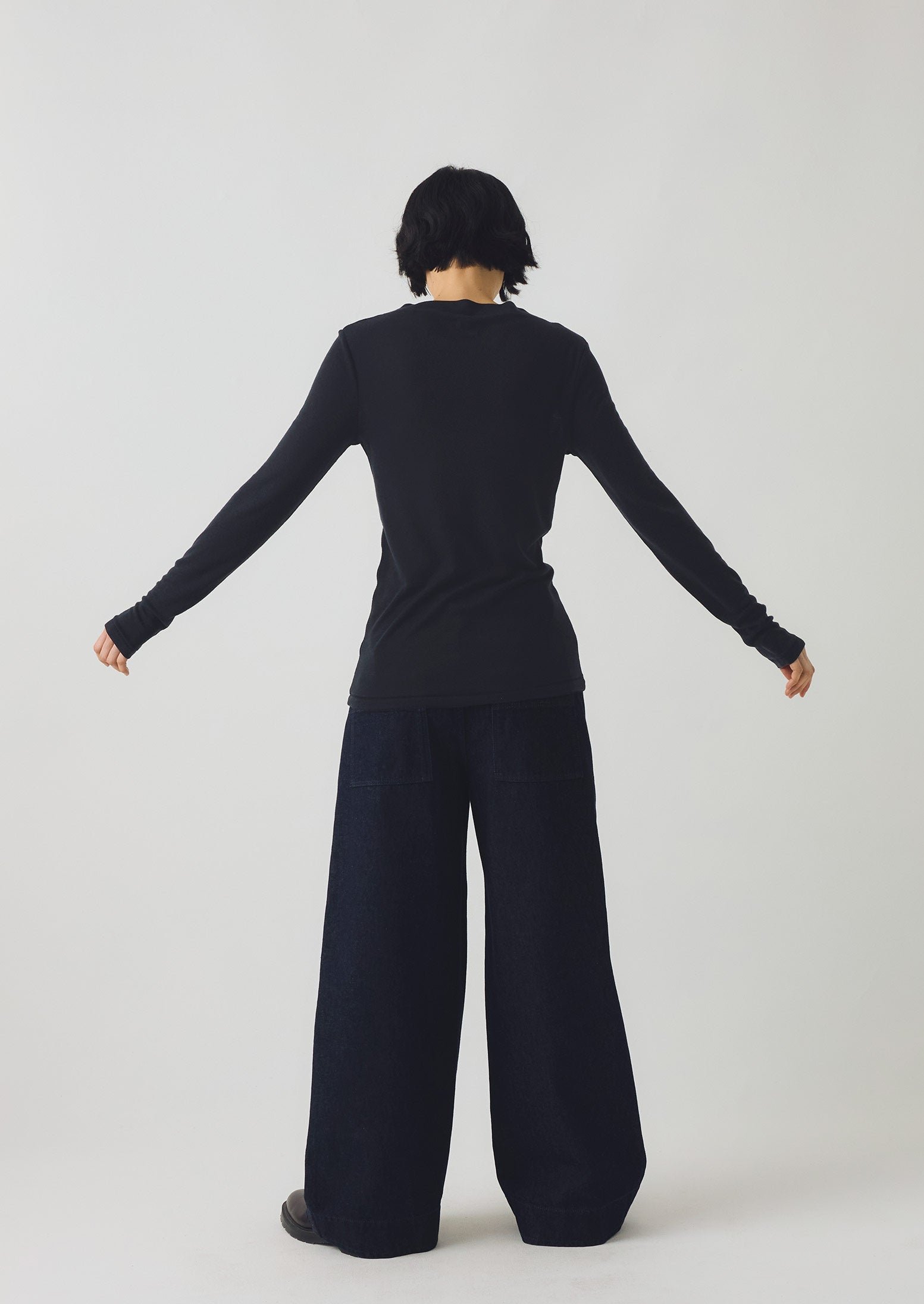 Aster High Neck Wool Lyocell Tee | Black - Image 3