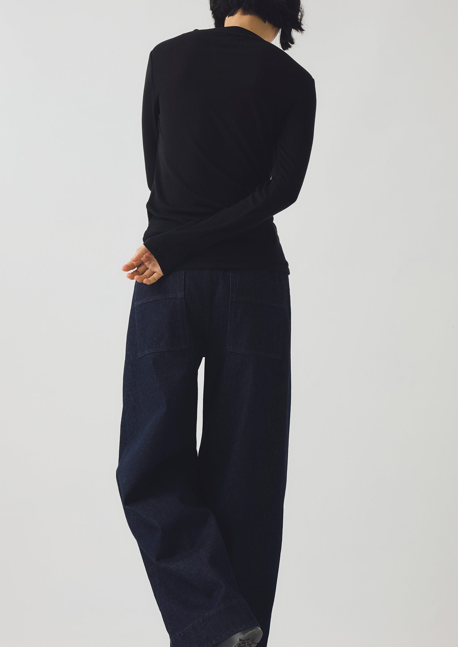 Aster High Neck Wool Lyocell Tee | Ink - Image 3