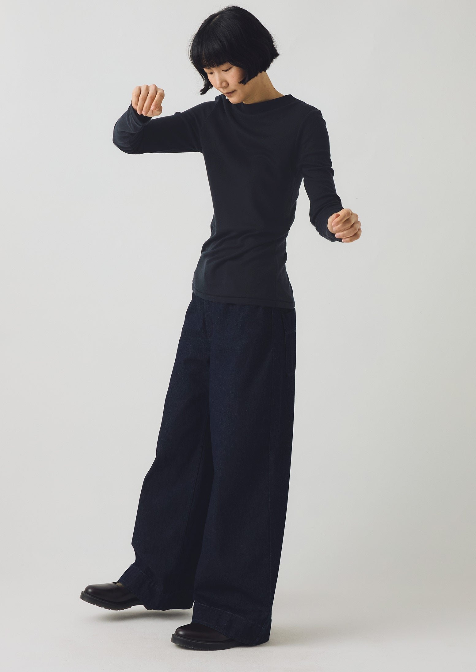 Aster High Neck Wool Lyocell Tee | Ink - Image 5