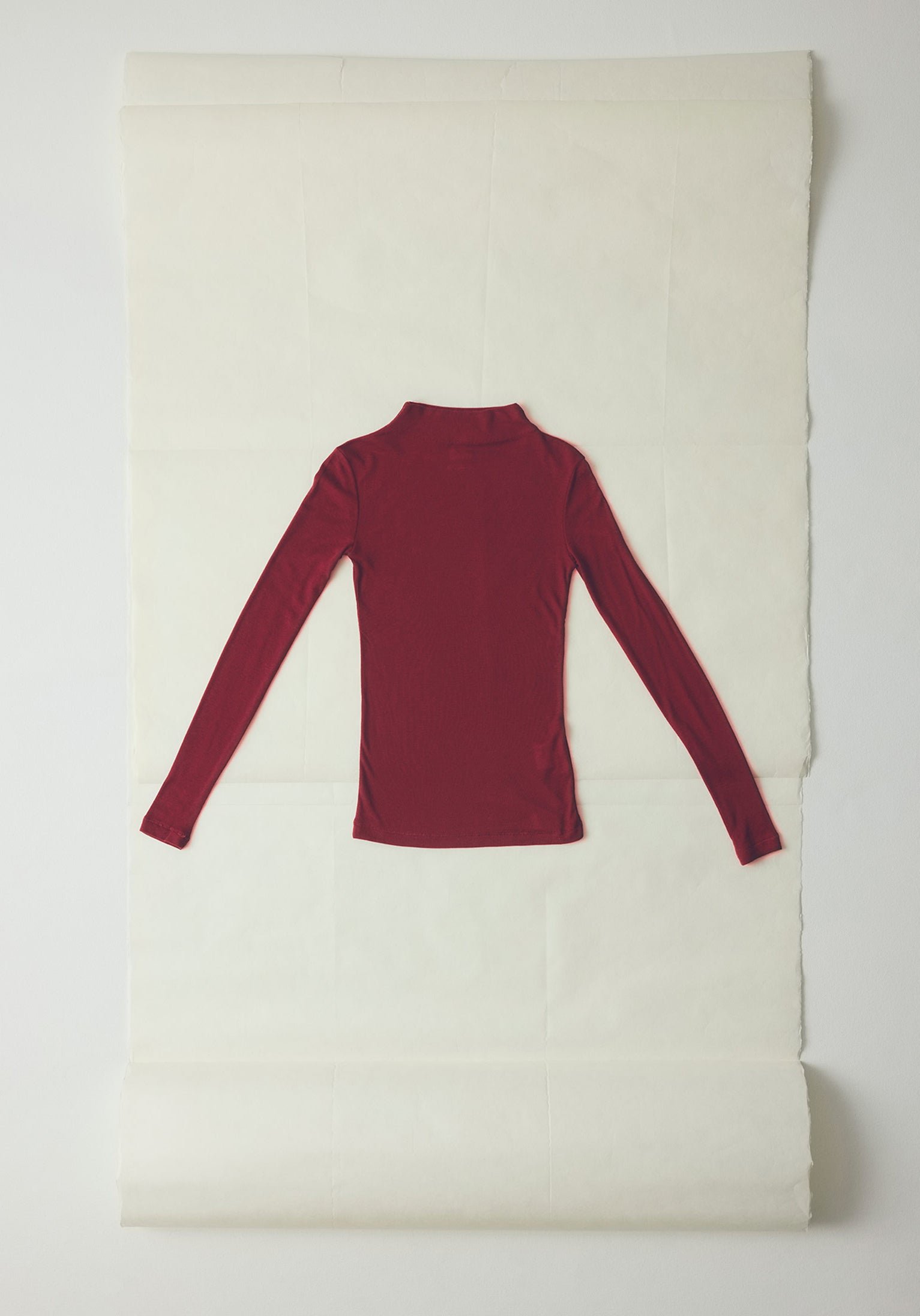 Aster High Neck Wool Lyocell Tee | Claret
