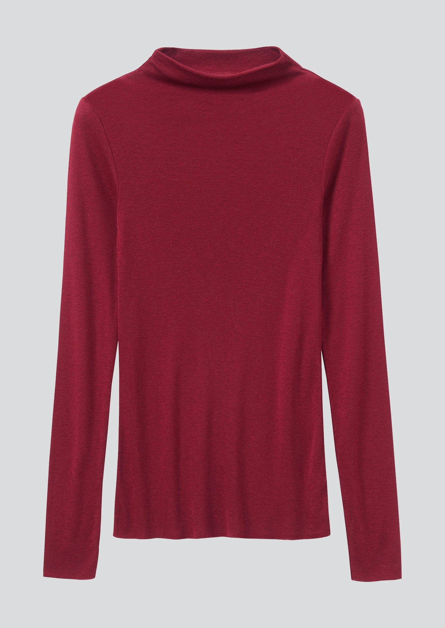 Aster High Neck Wool Lyocell Tee | Claret - Image 5