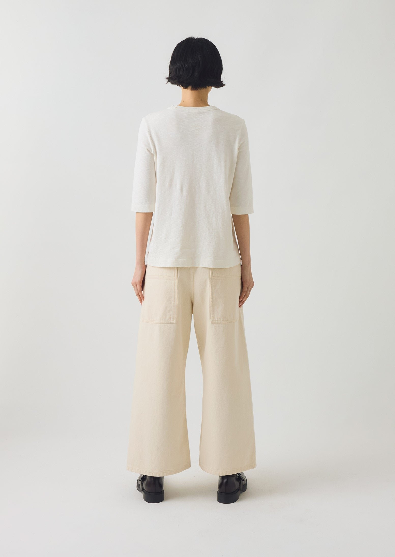 Cleo Garment Dyed Cotton Tee | Chalk - Image 4