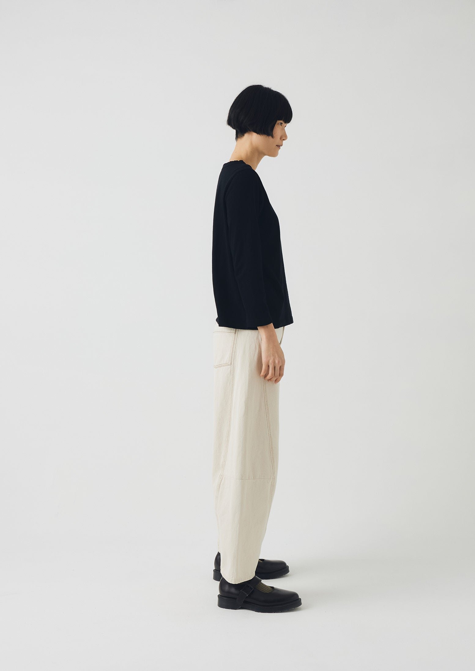 Lia Cotton Boat Neck Tee | Carbon Black - Image 4