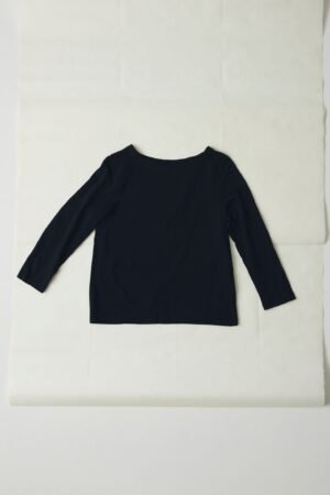 Lia Cotton Boat Neck Tee | Carbon Black