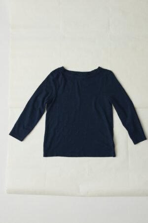 Lia Cotton Boat Neck Tee | Dark Navy