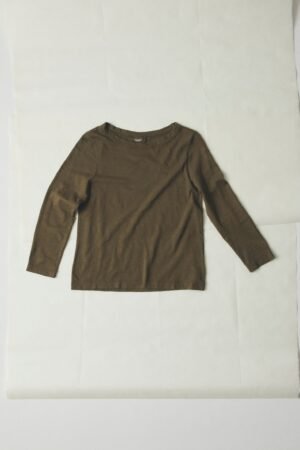 Lia Cotton Boat Neck Tee | Olive