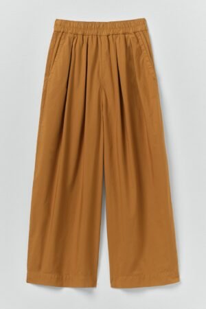 Pleated Pull On Cotton Poplin Trousers | Dhal