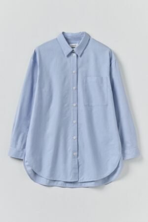 Cotton Oxford Oversized Long Shirt | Chambray Blue